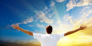 sunset and happy young man